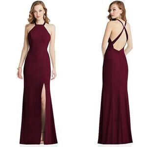 AFTER SIX HIGH-NECK HALTER‎ DRESS WITH TWIST CRISS CROSS BACK style 6848, sz 8